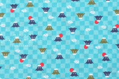 Japanese Fabric Mt Fuji in the Clouds - C - 50cm