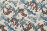 Japanese Fabric Dragon and Waves - B - 50cm