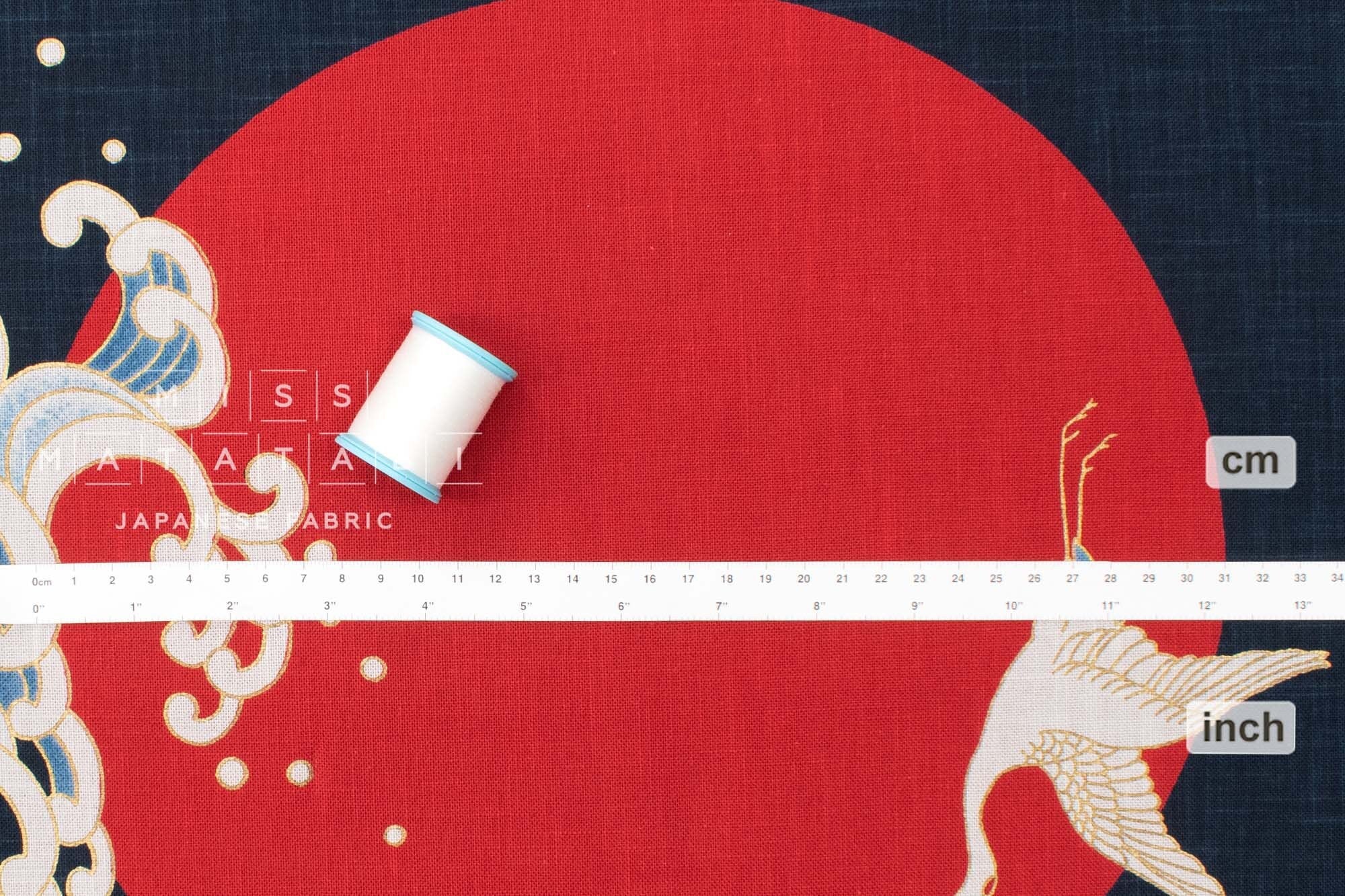 Shokunin Collection Hand-printed Japanese Fabric Panel Asahi Tsuru - 50cm