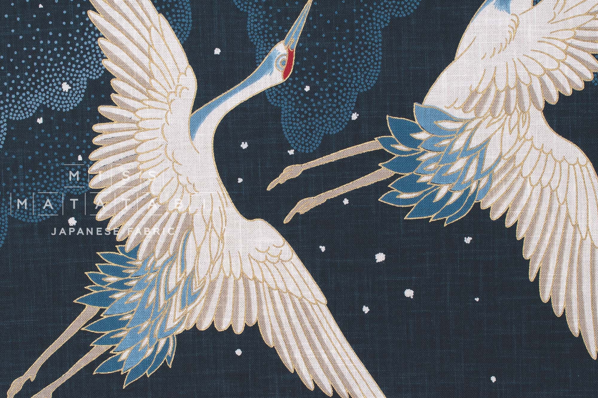 Shokunin Collection Hand-printed Japanese Fabric Panel Flying Cranes - 50cm