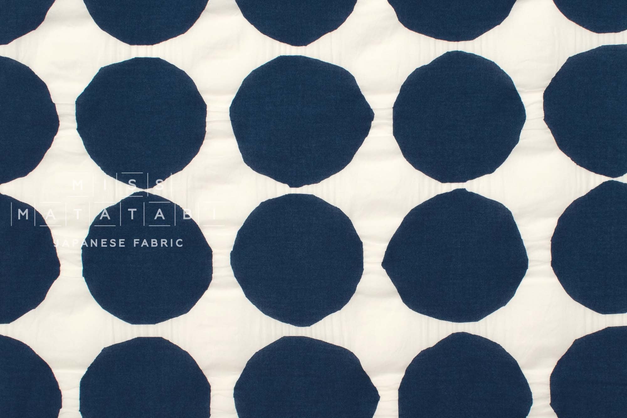 Japanese Fabric Spots Ripple Lawn - navy - 50cm