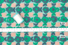 Japanese Fabric Floral Embroidered Cotton Lawn - blue, green - 50cm