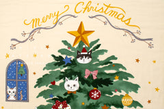 Japanese Fabric Christmas Tree Kitties Panel - 61cm