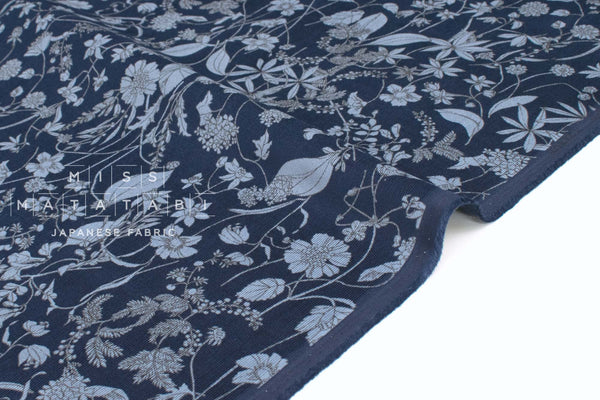Japanese Fabric Corduroy Illustrated Garden - D - 50cm