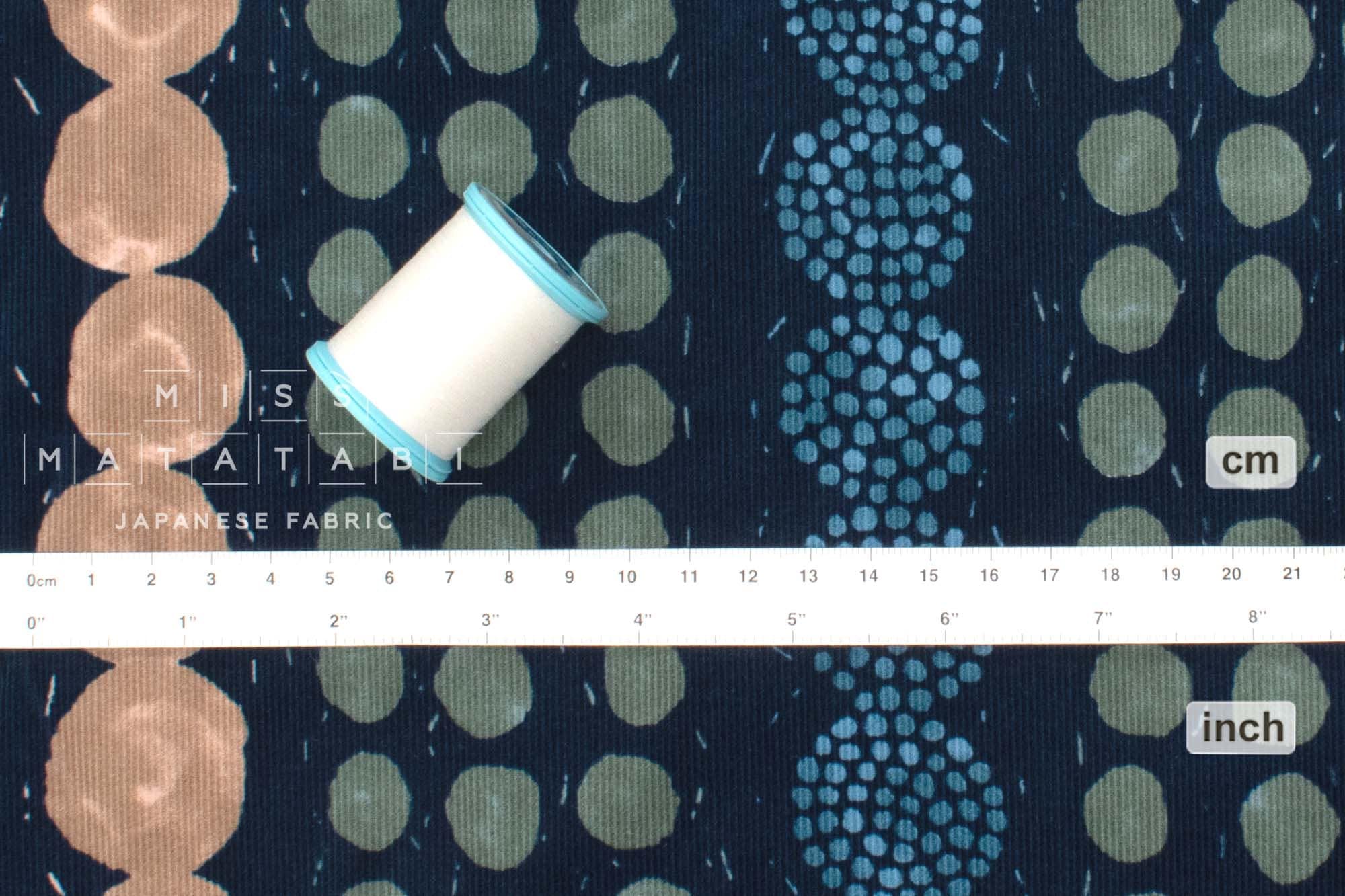 Japanese Fabric Corduroy Stone Path - navy blue - 50cm