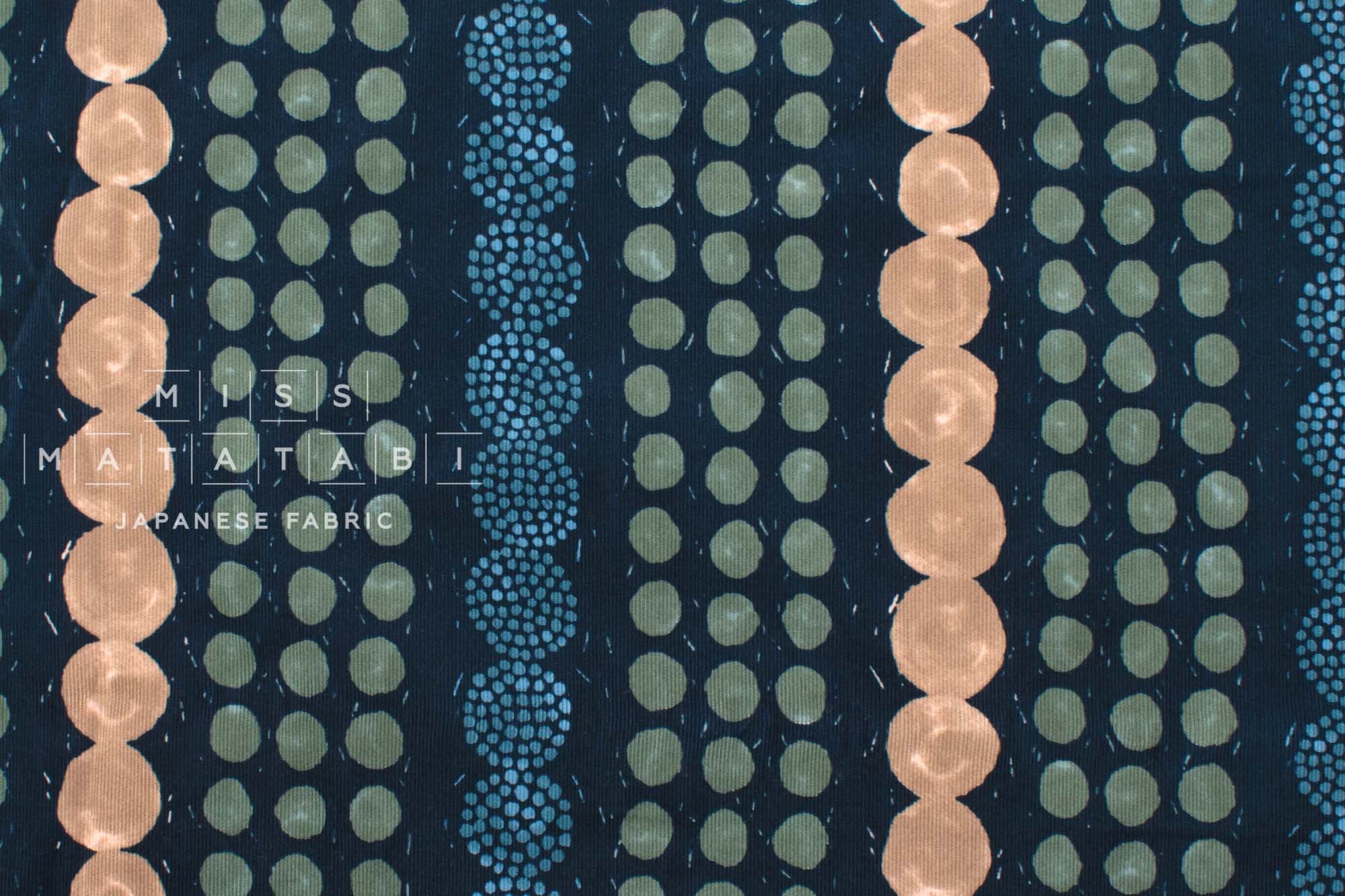 Japanese Fabric Corduroy Stone Path - navy blue - 50cm