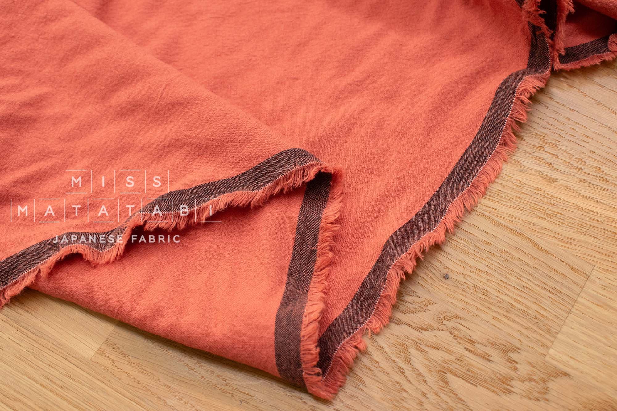 Japanese Fabric Shokunin Collection Azumadaki - coral orange - 50cm