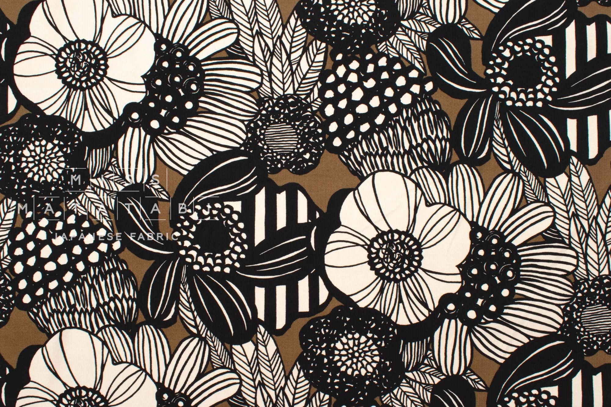 Japanese Fabric Corduroy Wild Floral - C - 50cm