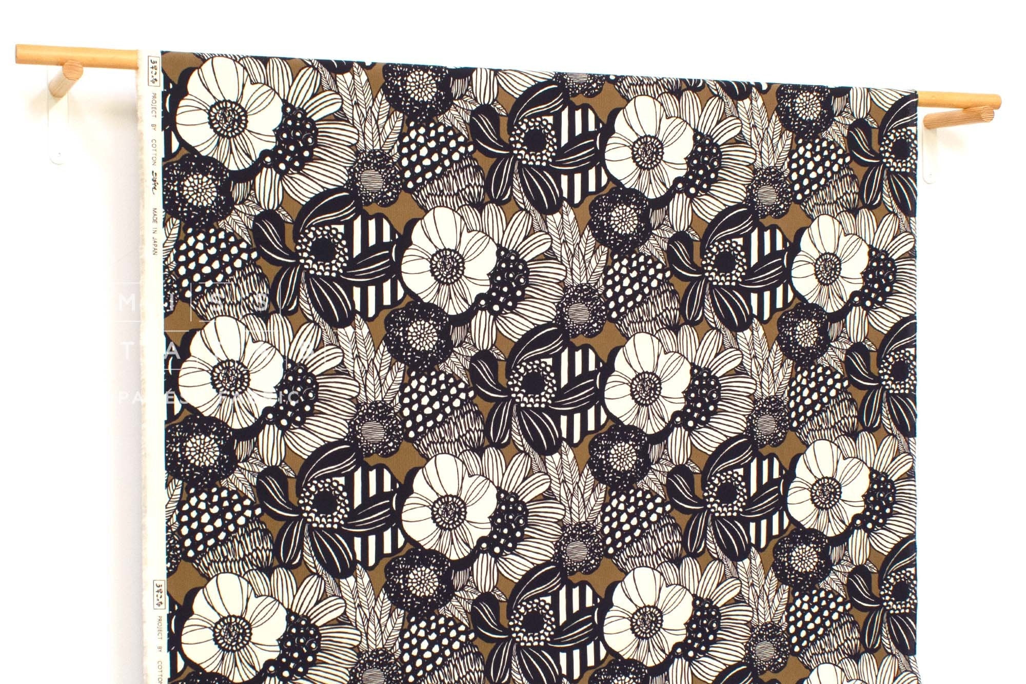 Japanese Fabric Corduroy Wild Floral - C - 50cm