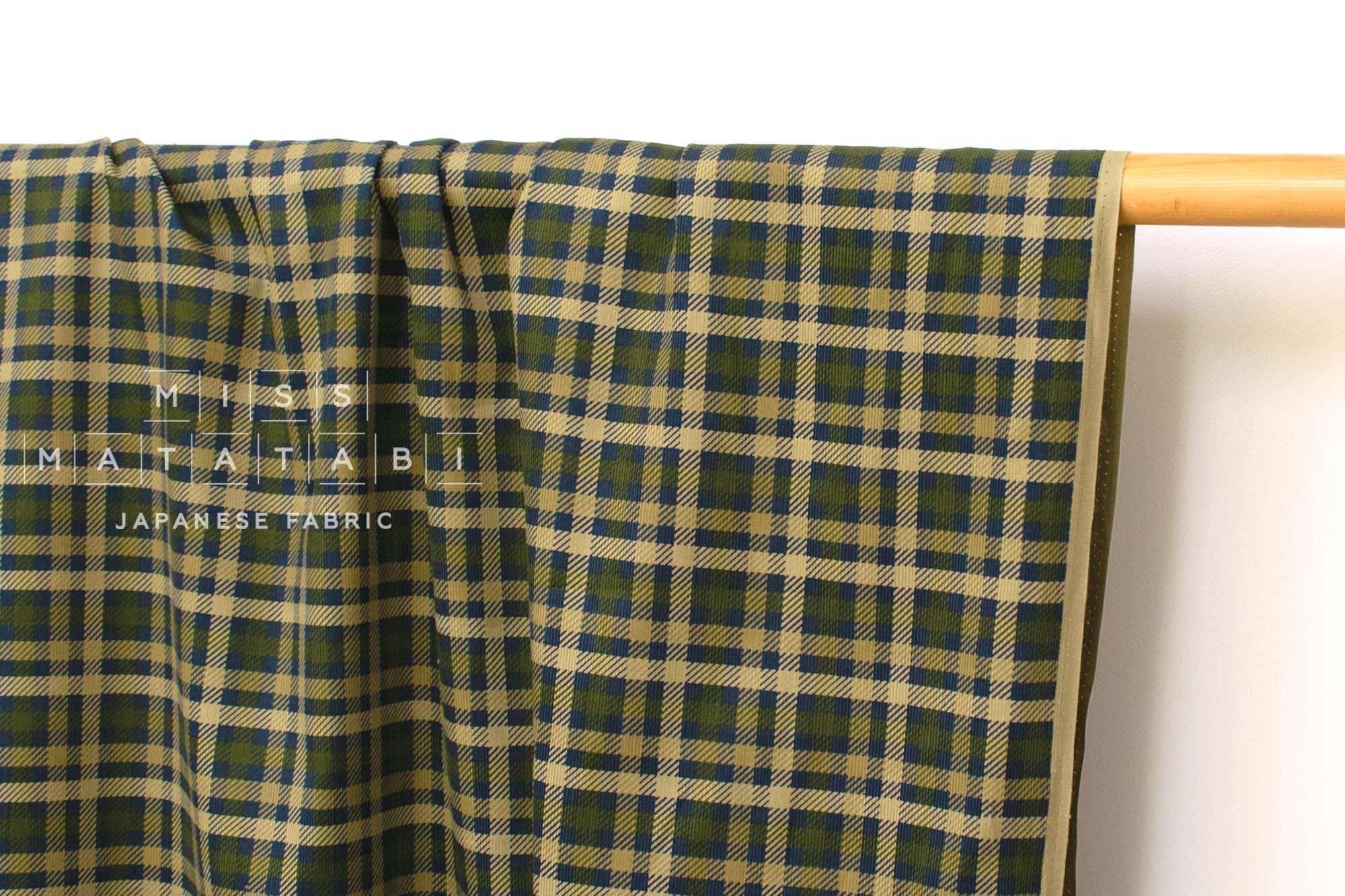 DEADSTOCK Japanese Fabric Corduroy - check - 50cm