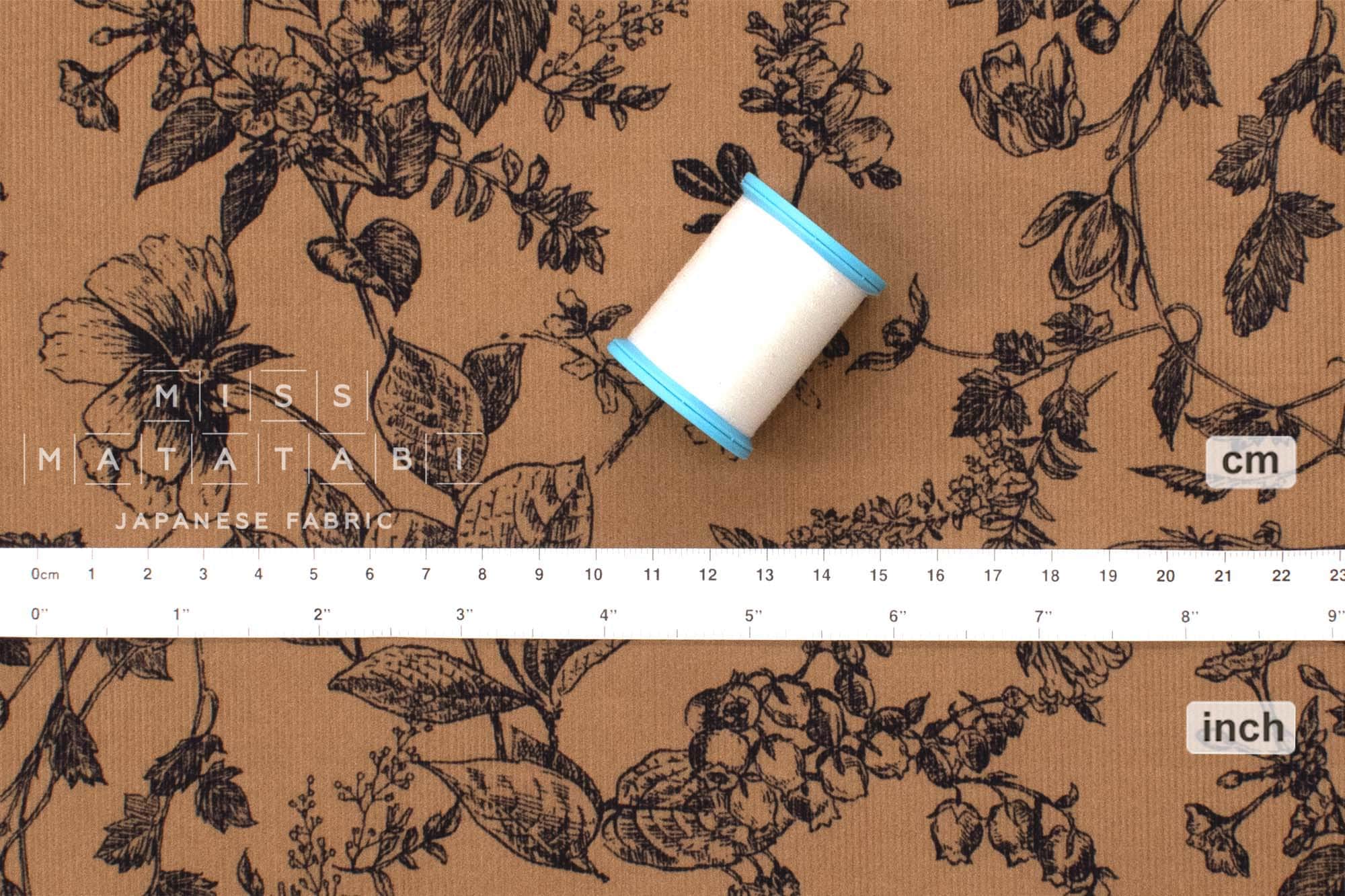 DEADSTOCK Japanese Fabric Corduroy - botanical - 50cm