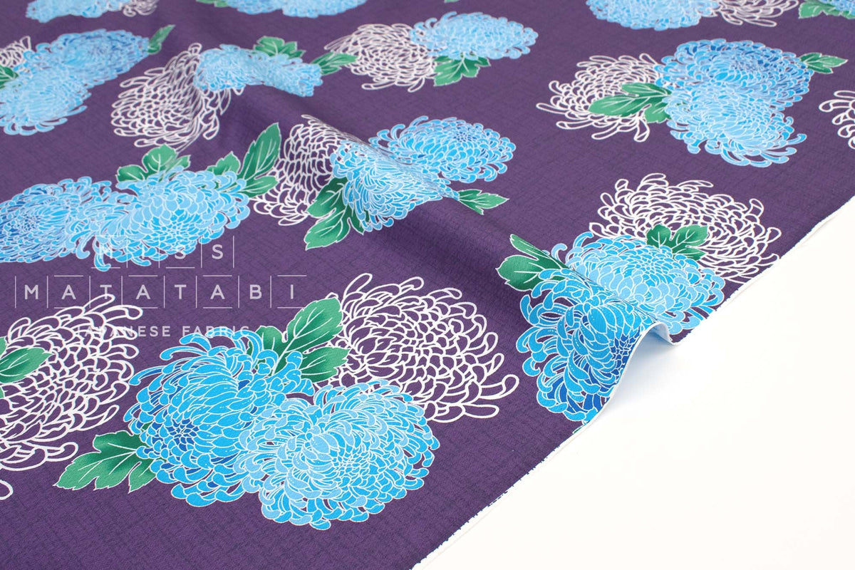 DEADSTOCK Japanese Fabric Traditional Floral - purple, blue - 50cm