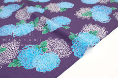 DEADSTOCK Japanese Fabric Traditional Floral - purple, blue - 50cm