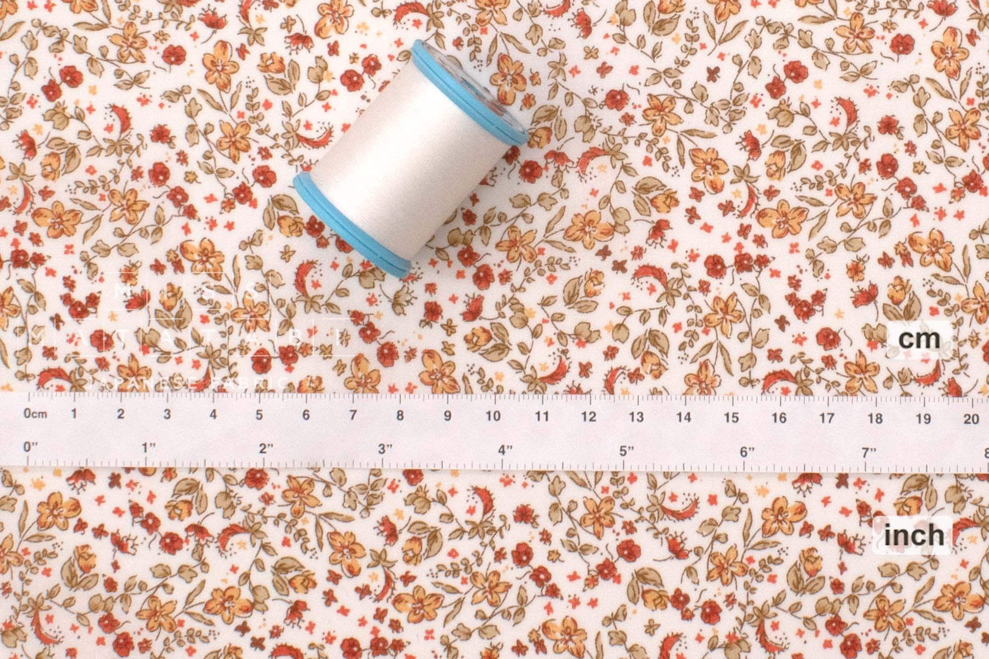 DEADSTOCK Japanese Fabric Pretty Fall Floral - orange - 50cm