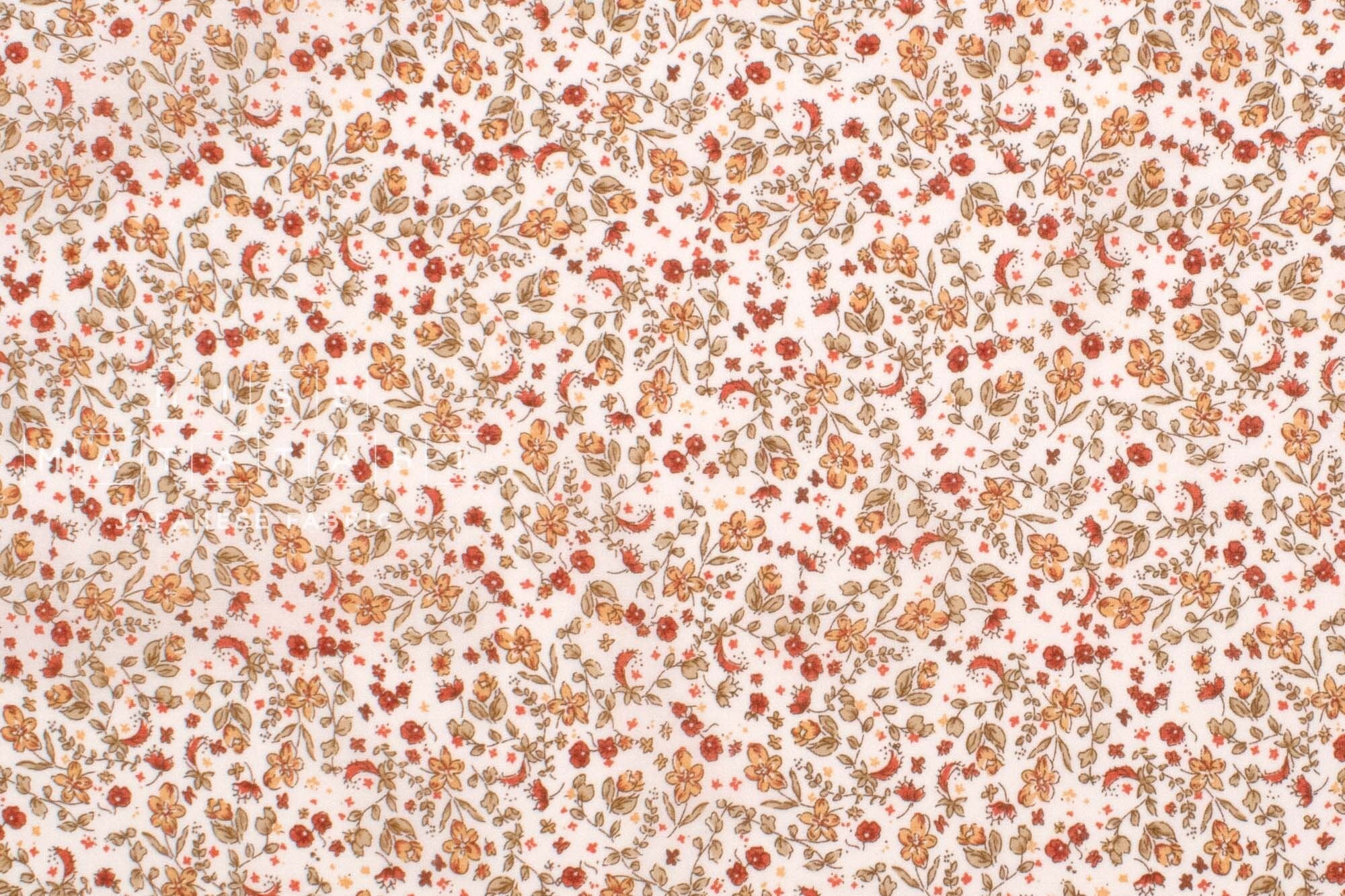 DEADSTOCK Japanese Fabric Pretty Fall Floral - orange - 50cm