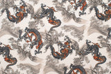 Japanese Fabric Dragon and Waves - A - 50cm