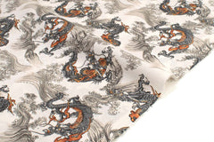 Japanese Fabric Dragon and Waves - A - 50cm
