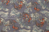 Japanese Fabric Dragon and Waves - C - 50cm