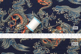 Japanese Fabric Dragon and Waves - D - 50cm