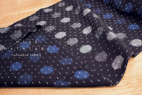 Shokunin Collection Kurume Kasuri Sun-dried Indigo Fabric - 2 - 50cm