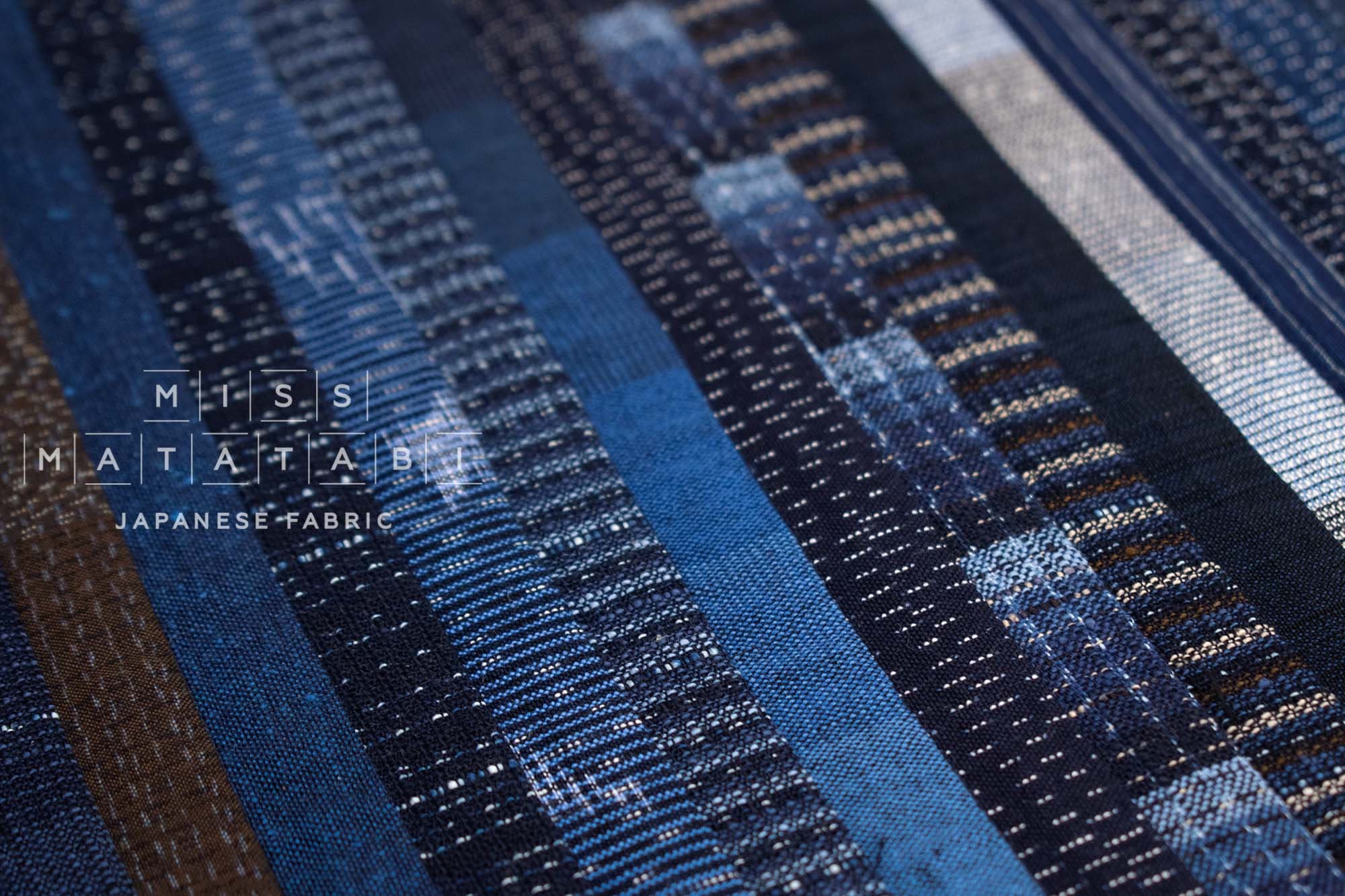 Shokunin Collection Kurume Kasuri Indigo Fabric - patchwork - 50cm