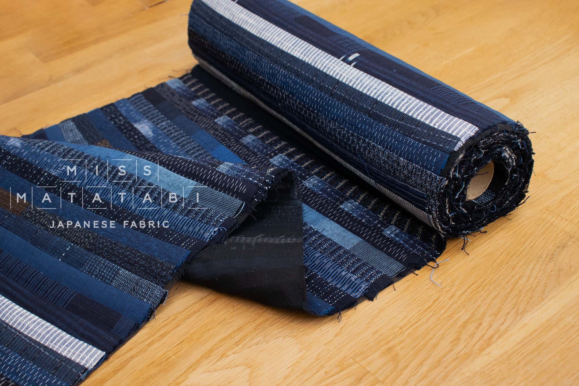 Shokunin Collection Kurume Kasuri Indigo Fabric - patchwork - 50cm