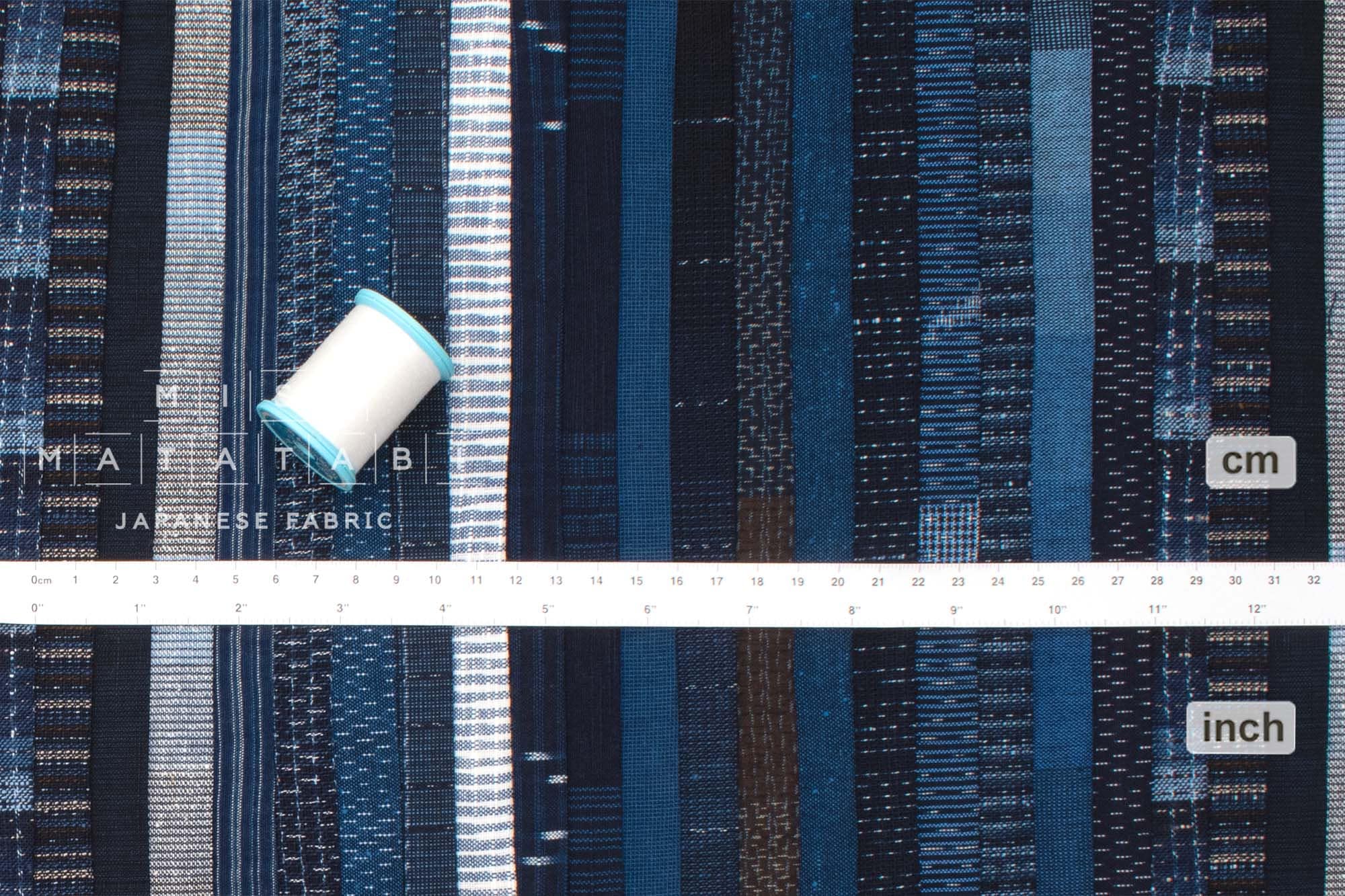 Shokunin Collection Kurume Kasuri Indigo Fabric - patchwork - 50cm