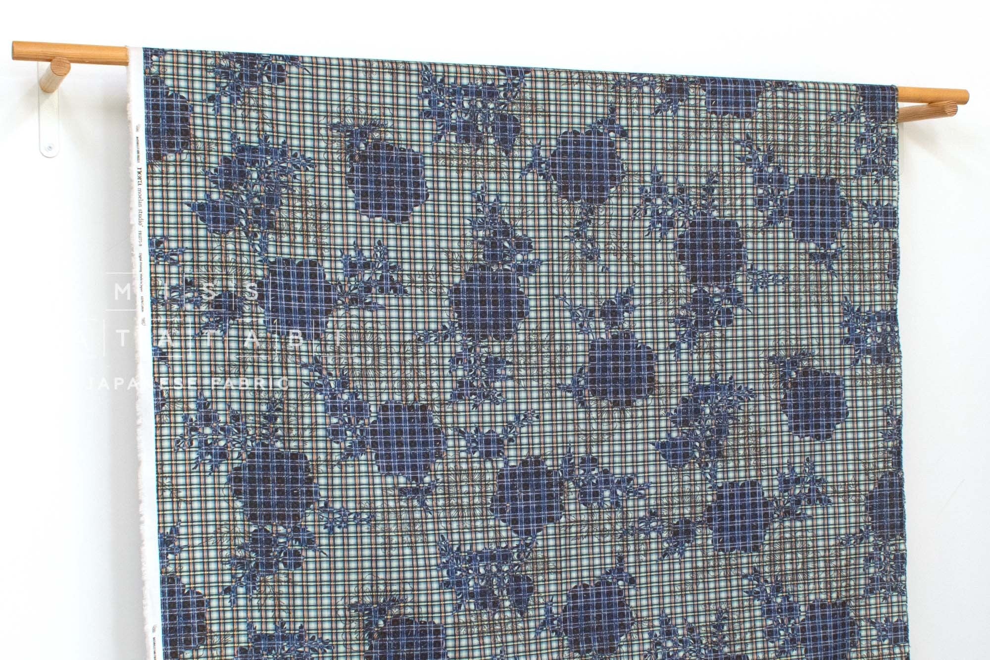 Japanese Fabric Floral Applique Style Check - 50cm