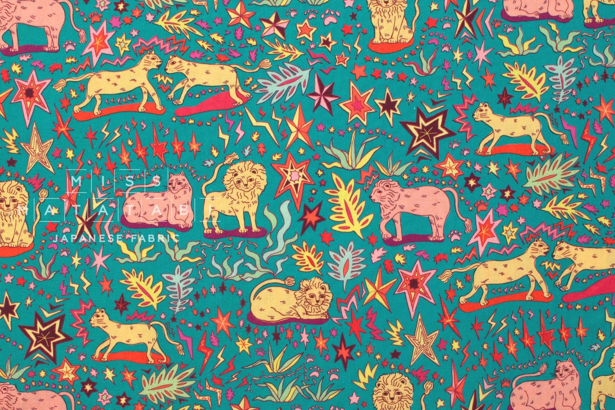 Japanese Fabric Stars and Lions - 50cm
