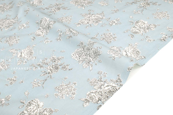 DEADSTOCK Japanese Fabric Rosie's Floral - blue - 50cm