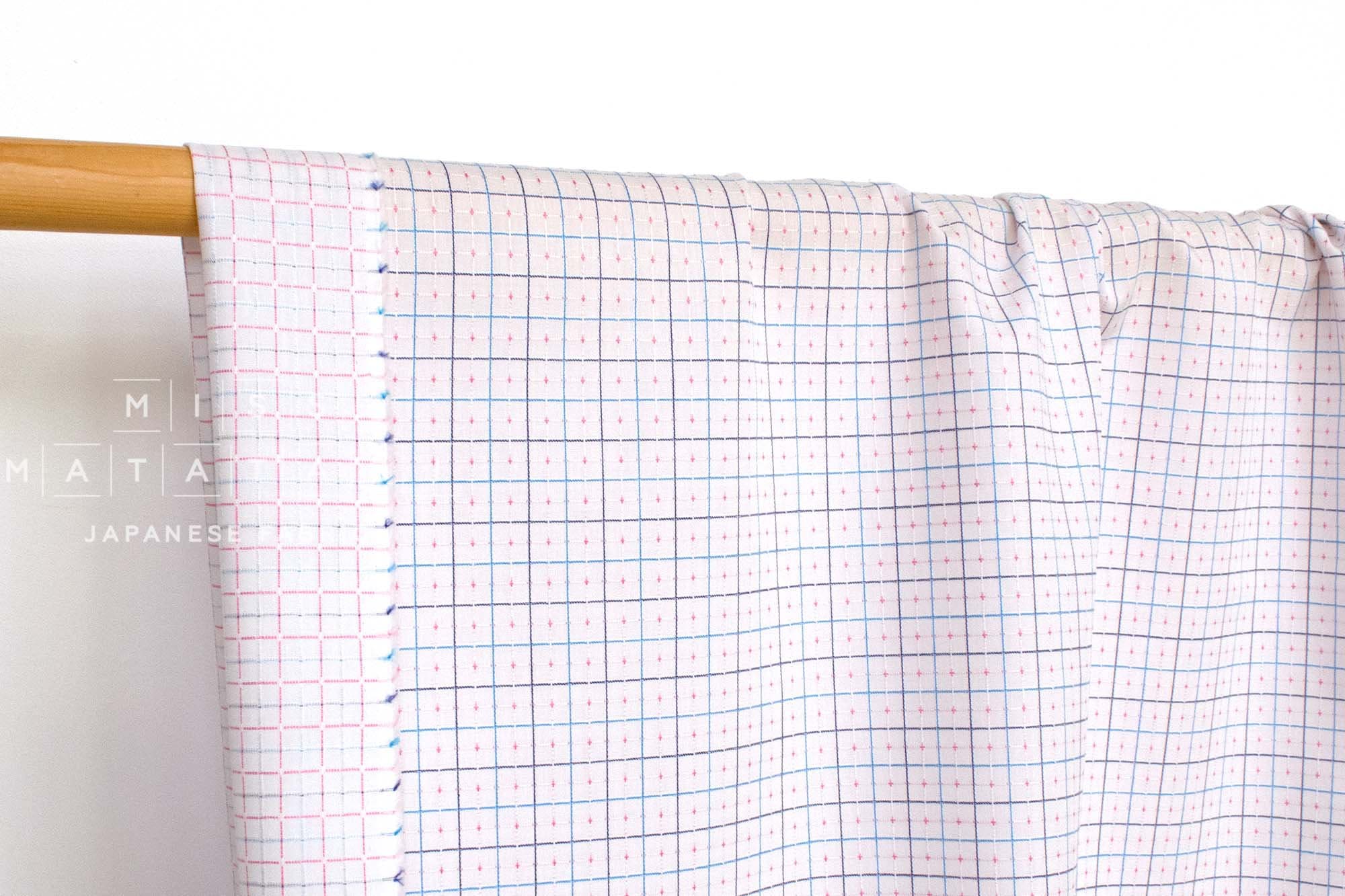 DEADSTOCK Japanese Fabric Dobby Check - blue - 50cm