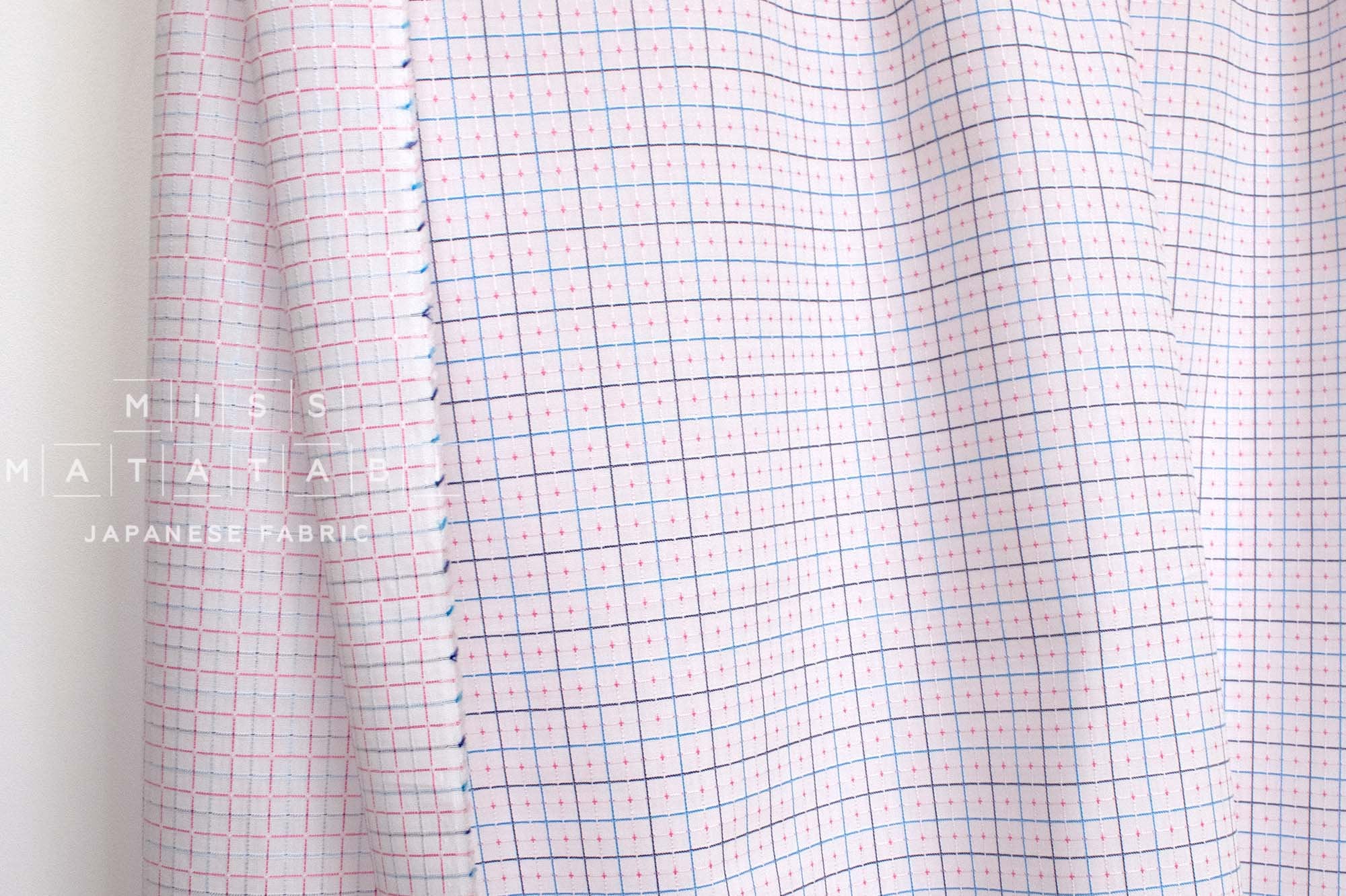 DEADSTOCK Japanese Fabric Dobby Check - blue - 50cm