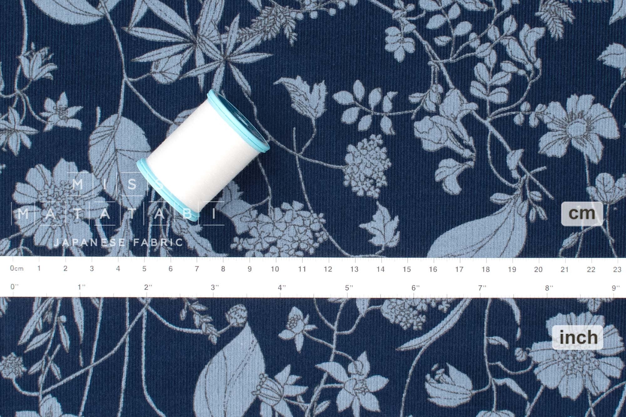 Japanese Fabric Corduroy Illustrated Garden - D - 50cm