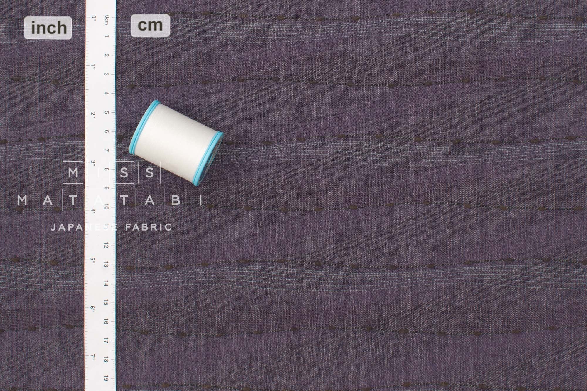 Japanese Fabric Yarn Dyed Yoroke Knotted Waves - purple - 50cm