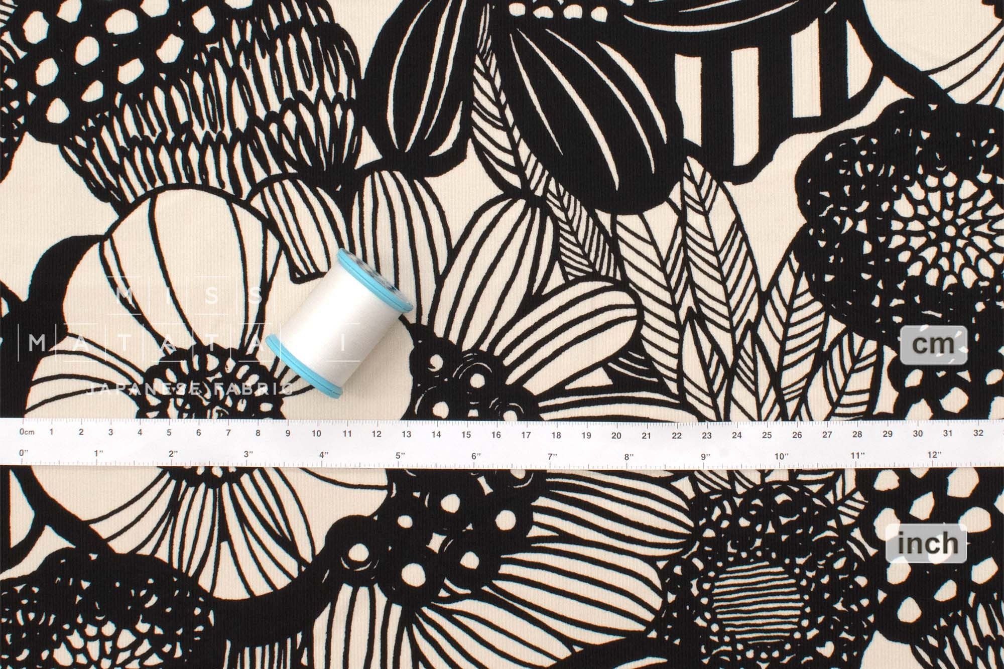 Japanese Fabric Corduroy Wild Floral - A - 50cm