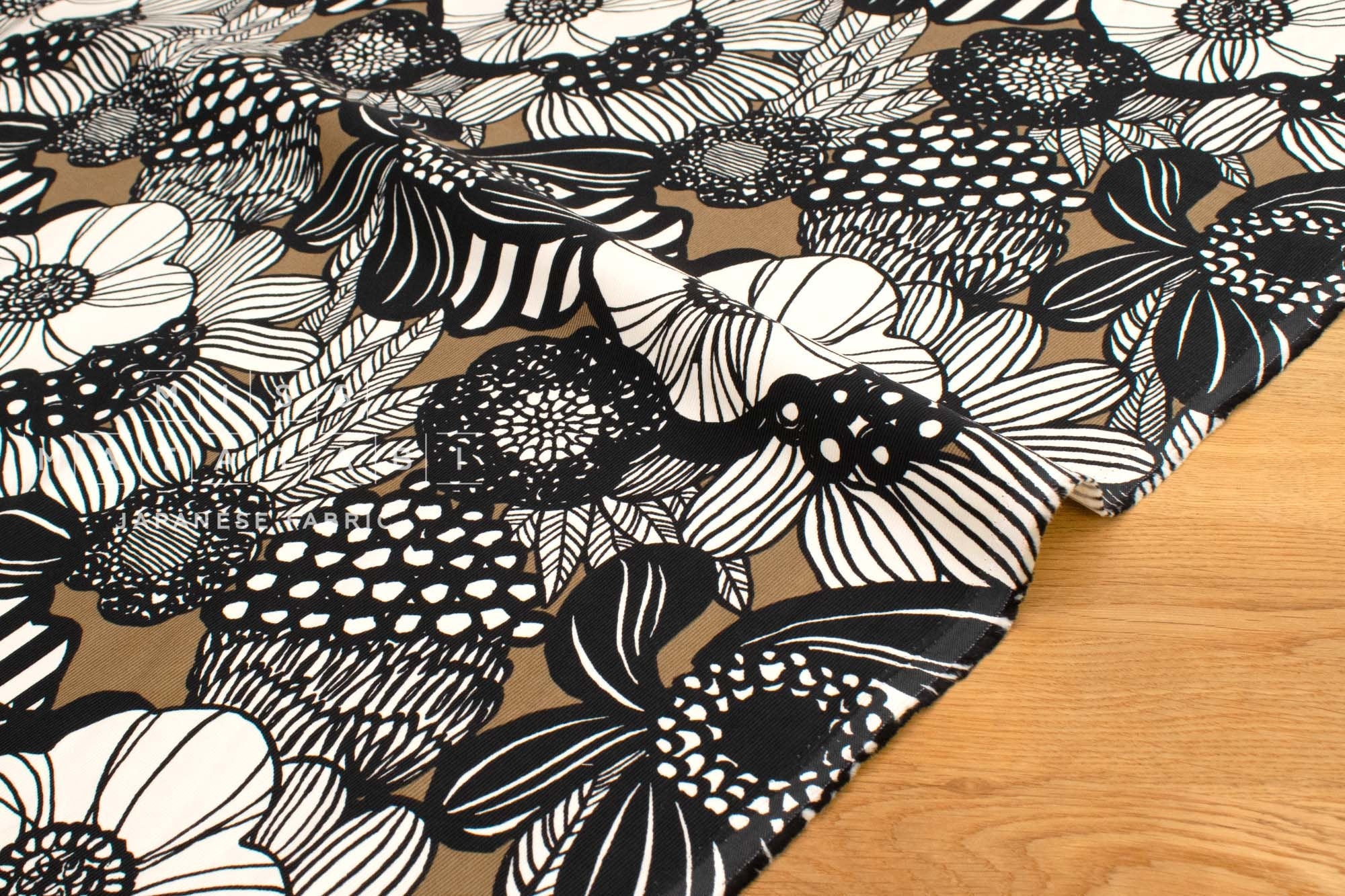 Japanese Fabric Corduroy Wild Floral - C - 50cm