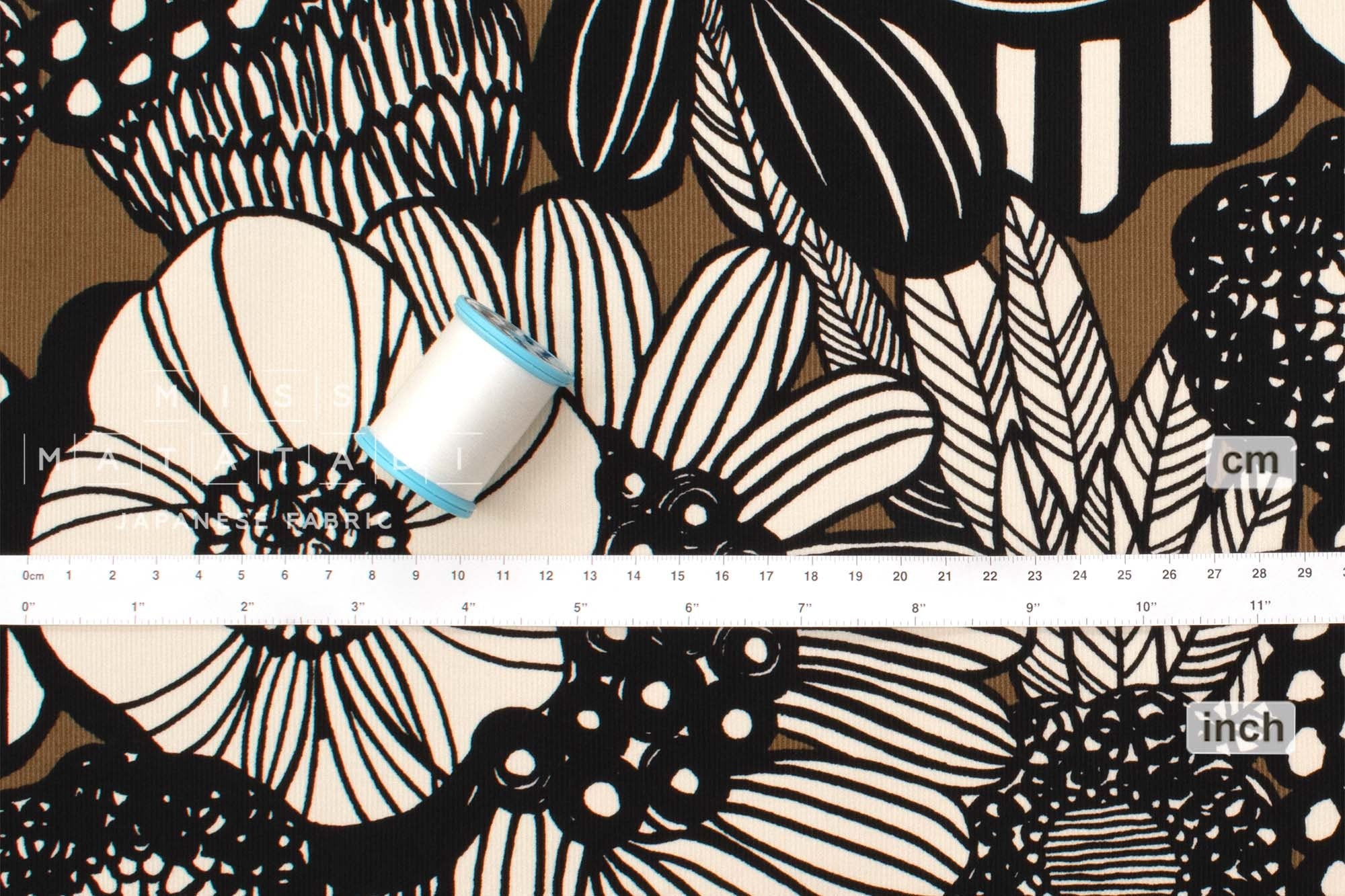 Japanese Fabric Corduroy Wild Floral - C - 50cm