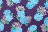 DEADSTOCK Japanese Fabric Traditional Floral - purple, blue - 50cm