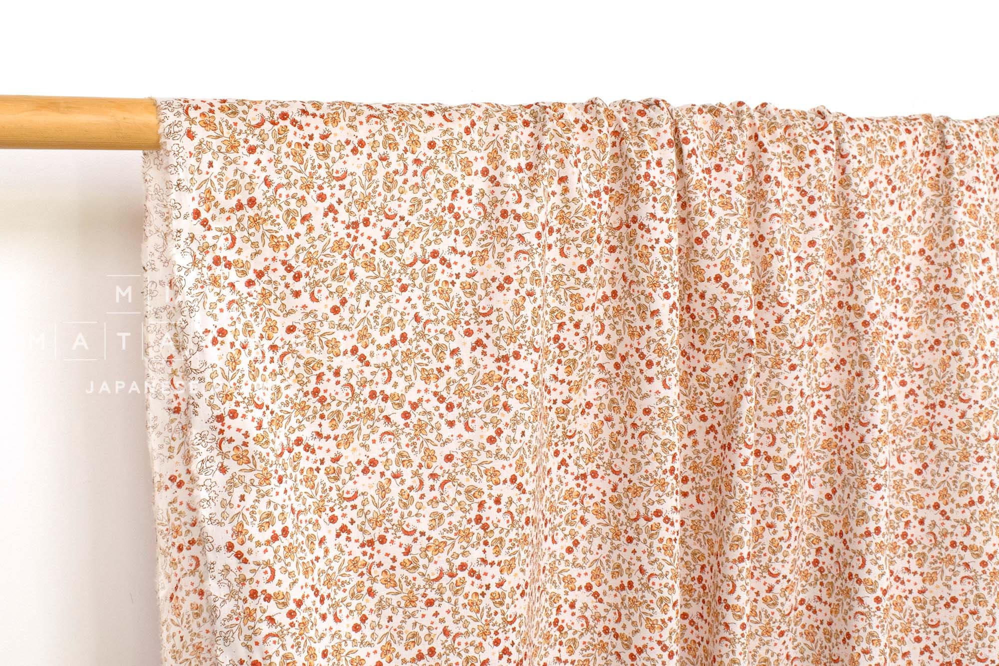 DEADSTOCK Japanese Fabric Pretty Fall Floral - orange - 50cm
