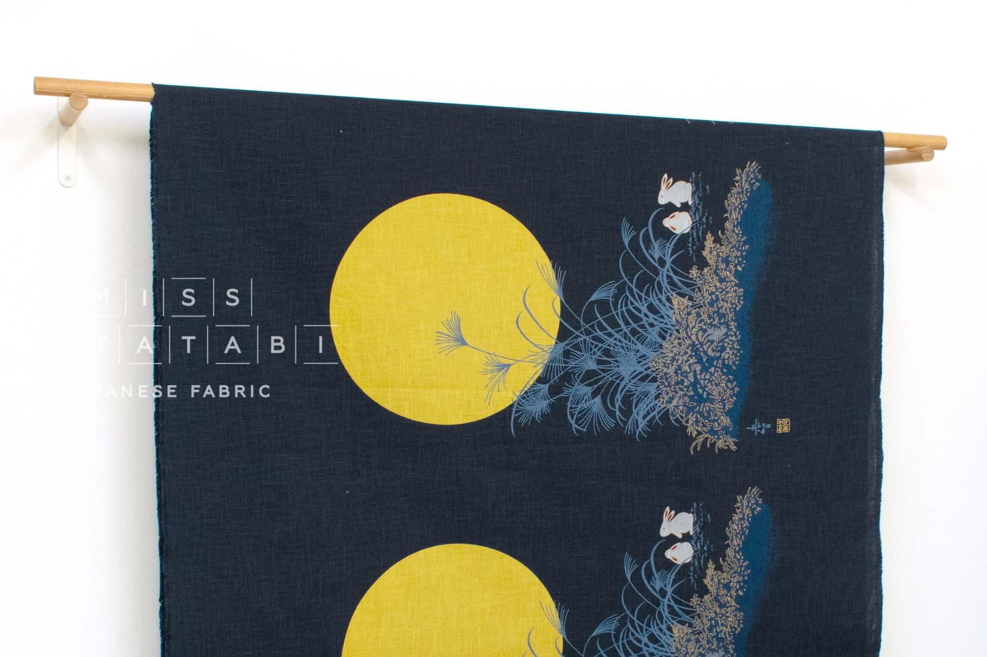 Shokunin Collection Hand-printed Japanese Fabric Panel Otsukimi, Night of the Harvest Moon - 50cm