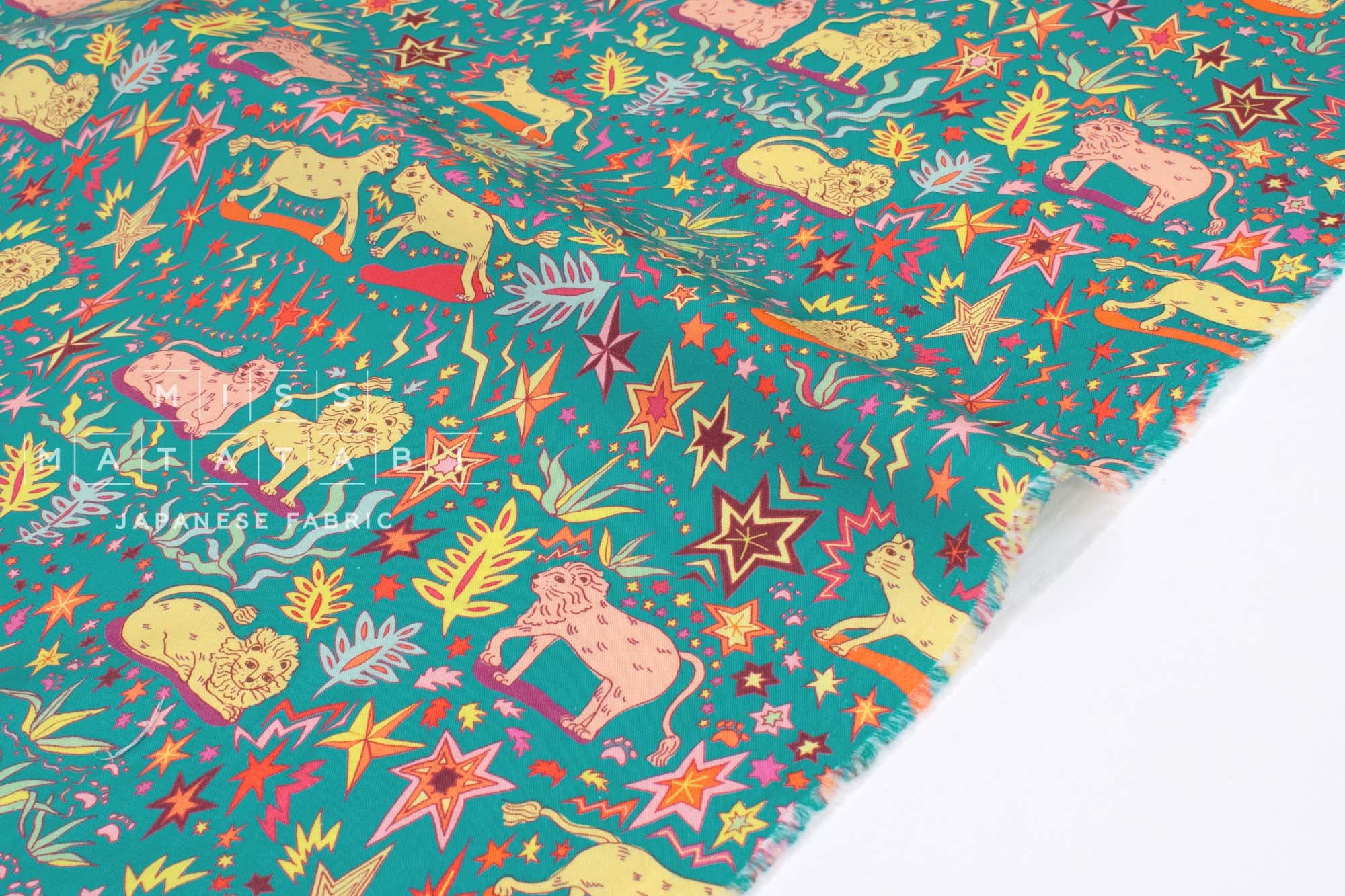 Japanese Fabric Stars and Lions - 50cm