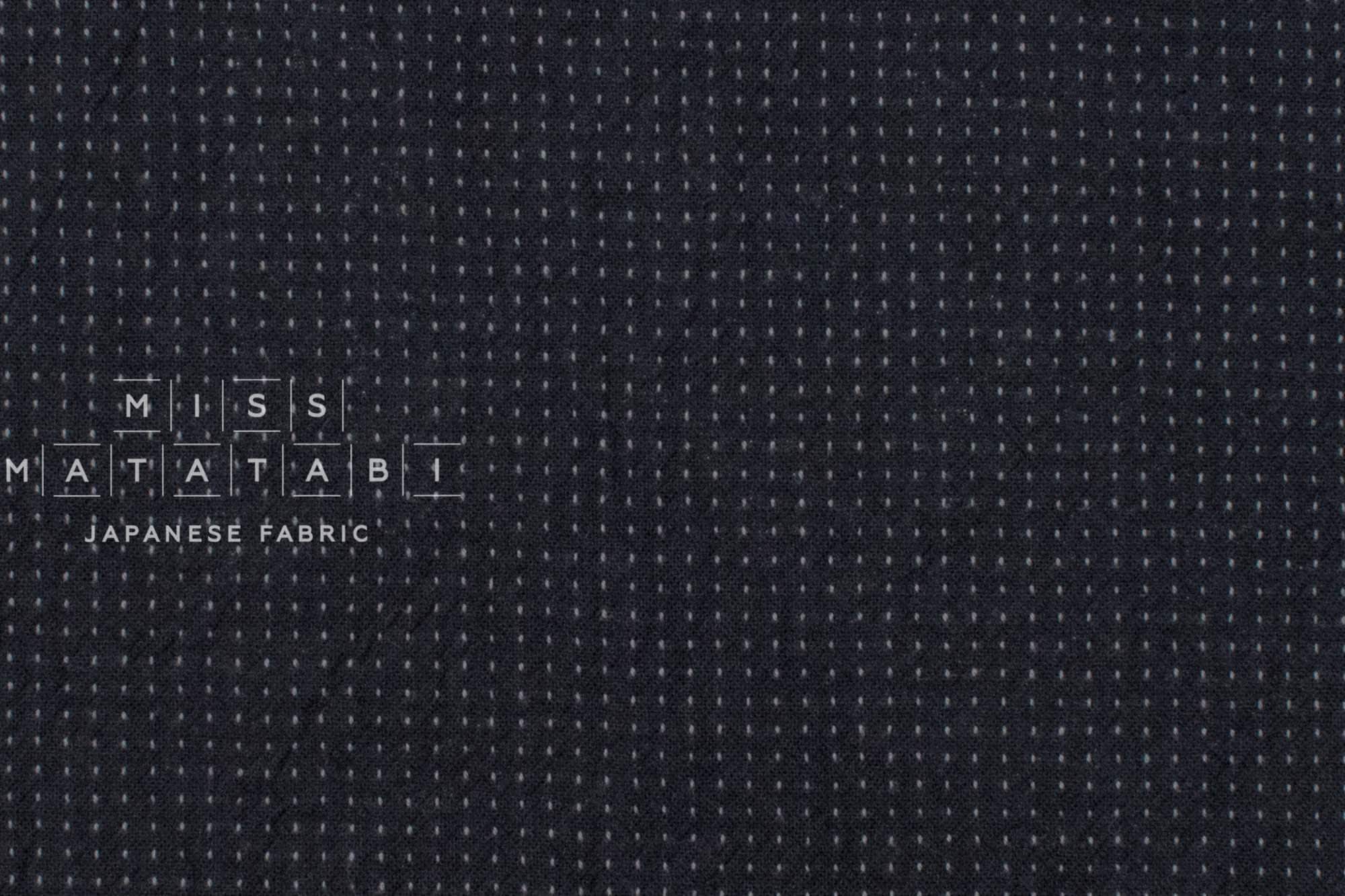 DEADSTOCK Japanese Fabric Shokunin Collection Yarn Dyed Little Sashiko Stitches - almost black blue - 50cm