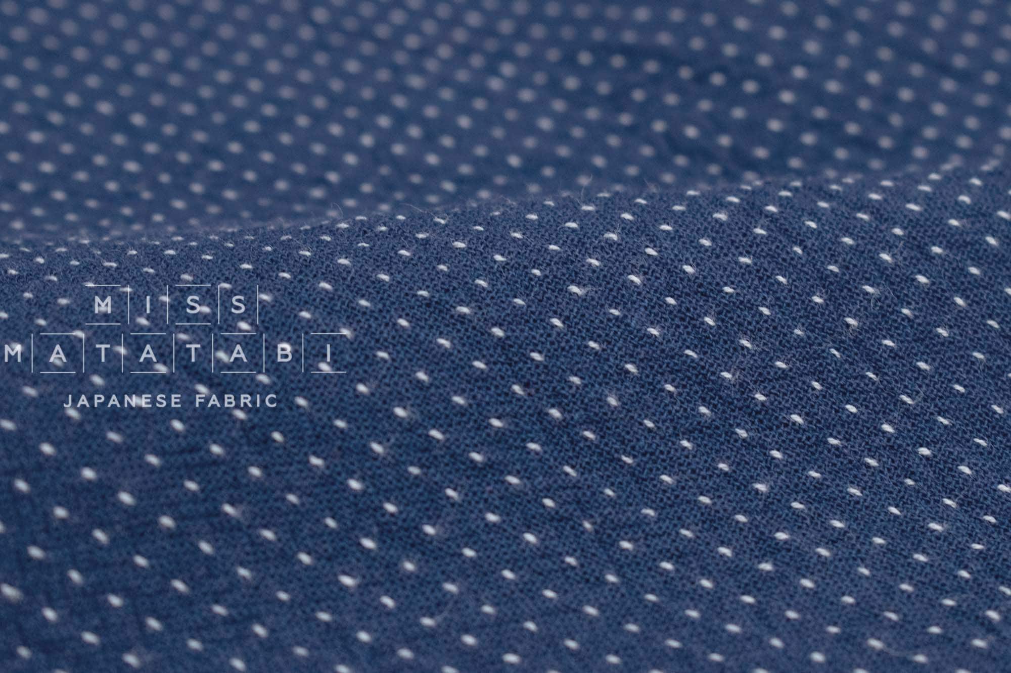 DEADSTOCK Japanese Fabric Shokunin Collection Yarn Dyed Little Sashiko Stitches - blue - 50cm