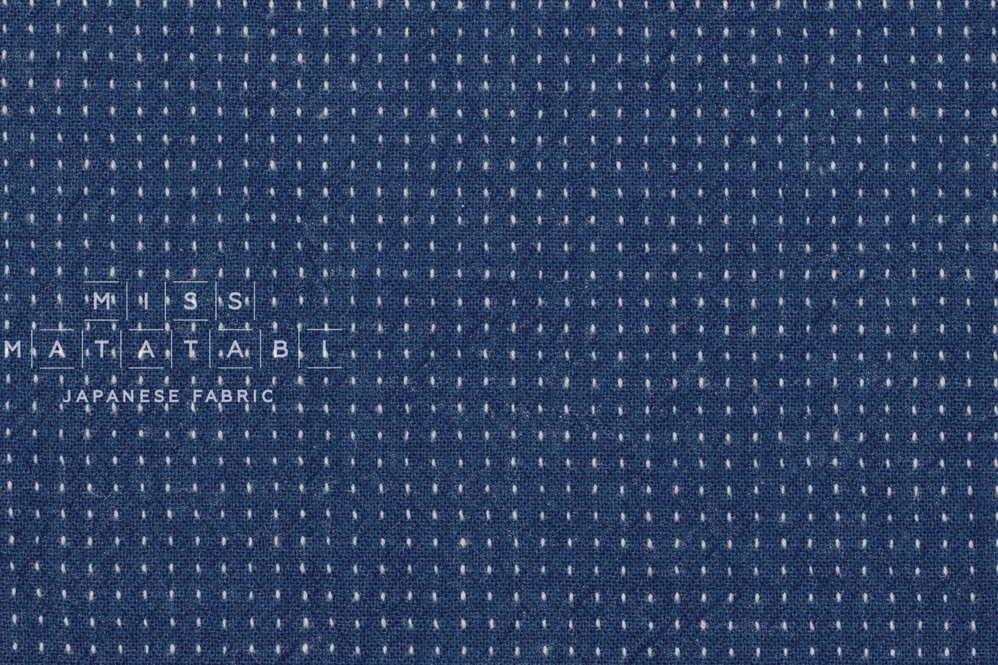 DEADSTOCK Japanese Fabric Shokunin Collection Yarn Dyed Little Sashiko Stitches - blue - 50cm