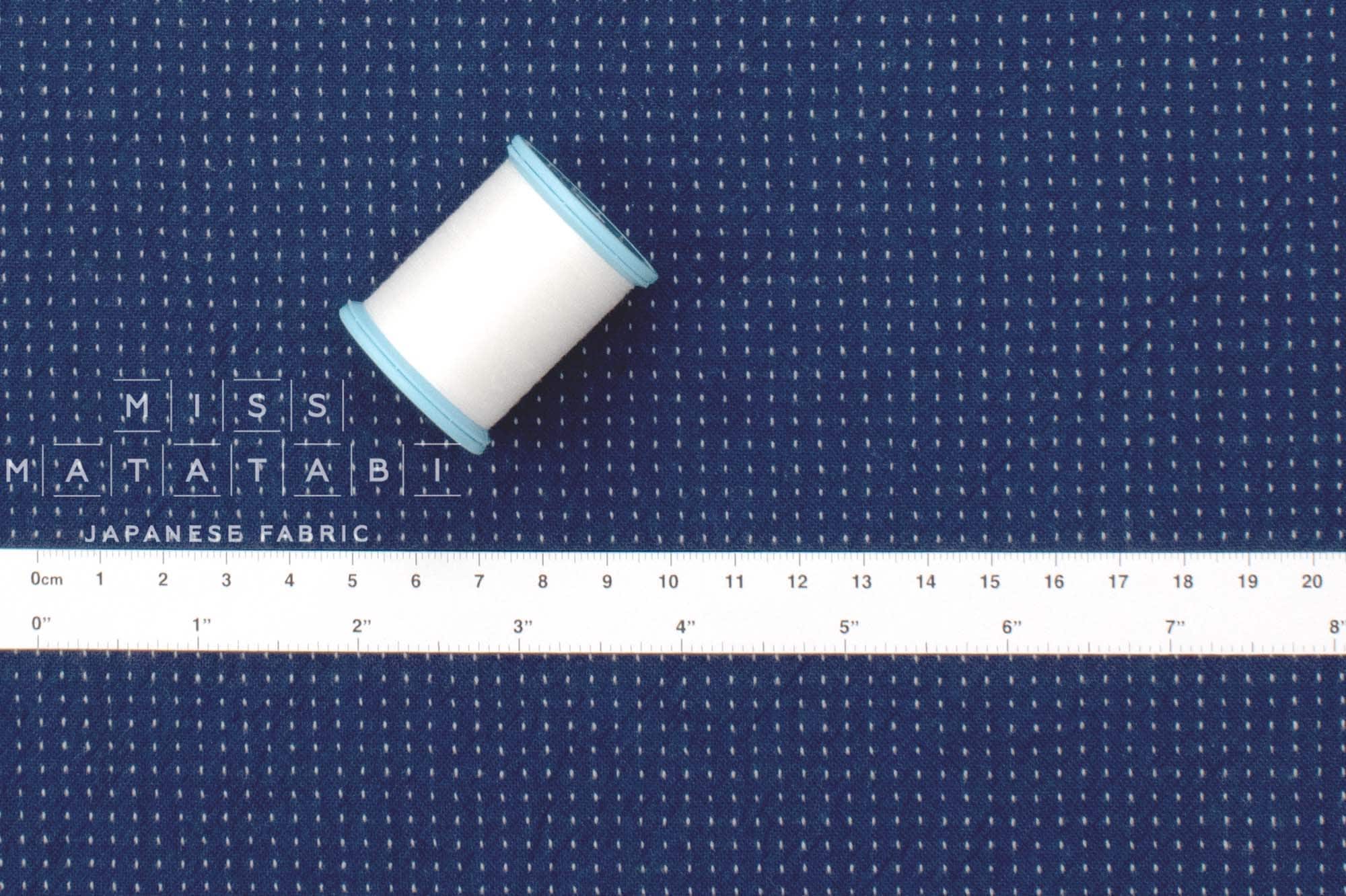 DEADSTOCK Japanese Fabric Shokunin Collection Yarn Dyed Little Sashiko Stitches - blue - 50cm