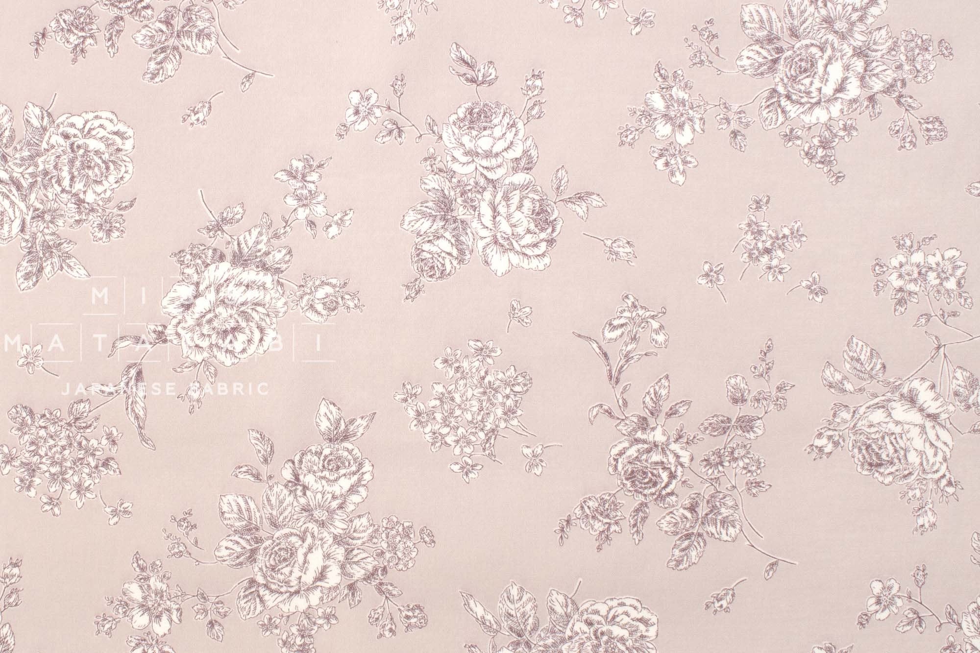 DEADSTOCK Japanese Fabric Rosie's Floral - pale dusty pink - 50cm