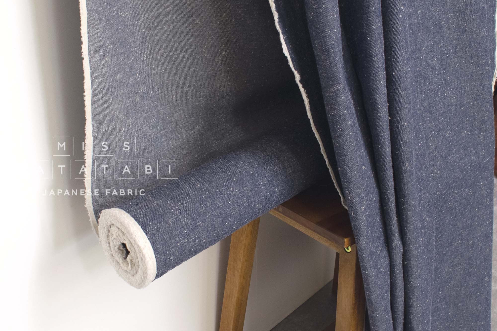 Japanese Fabric Shokunin Collection Yarn-Dyed Slub Denim - blue - 50cm