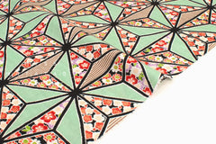 Japanese Fabric Asa Flower Pattern - green - 50cm