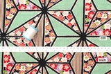 Japanese Fabric Asa Flower Pattern - green - 50cm