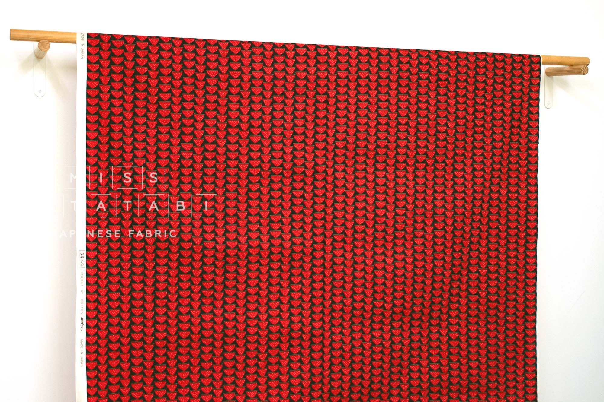 Japanese Fabric So Many Strawberries - black, red - 50cm